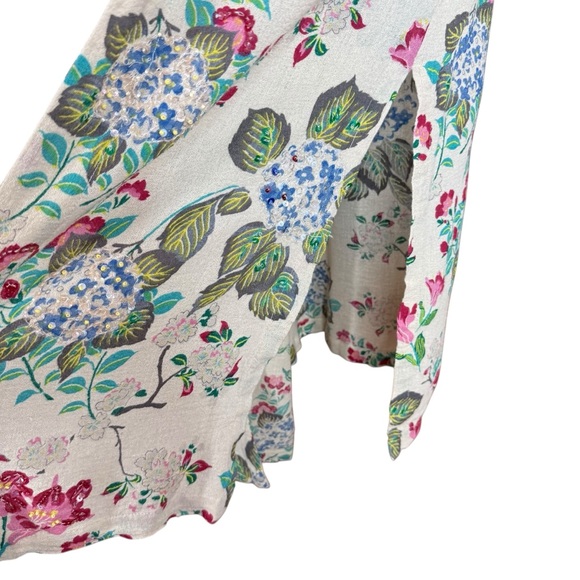 Free People Cream Floral Beaded Sequin Kimono Duster Women’s Size S - Picture 9 of 17